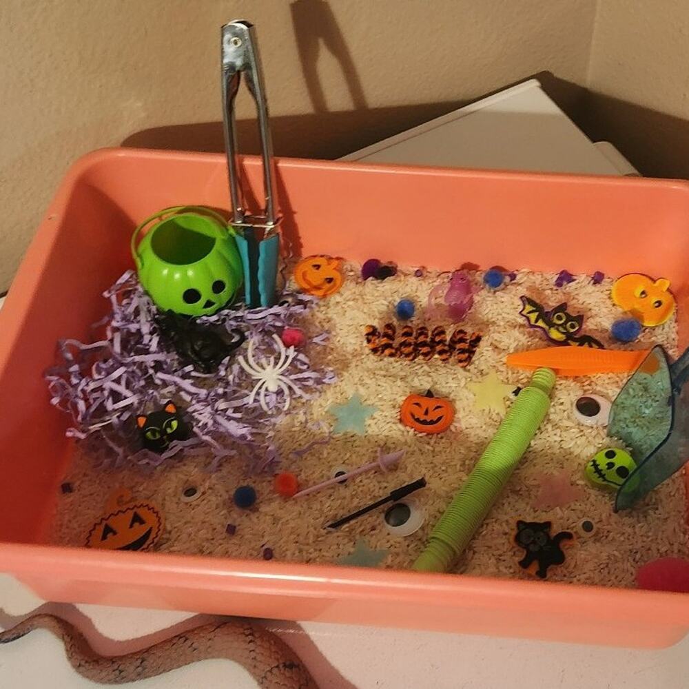 Halloween sensory bin holiday play homeschool prek toddler inside toy learning